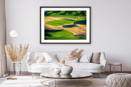 Palouse Hills from Steptoe Butte, WA - Framed Lustre Print on Wall