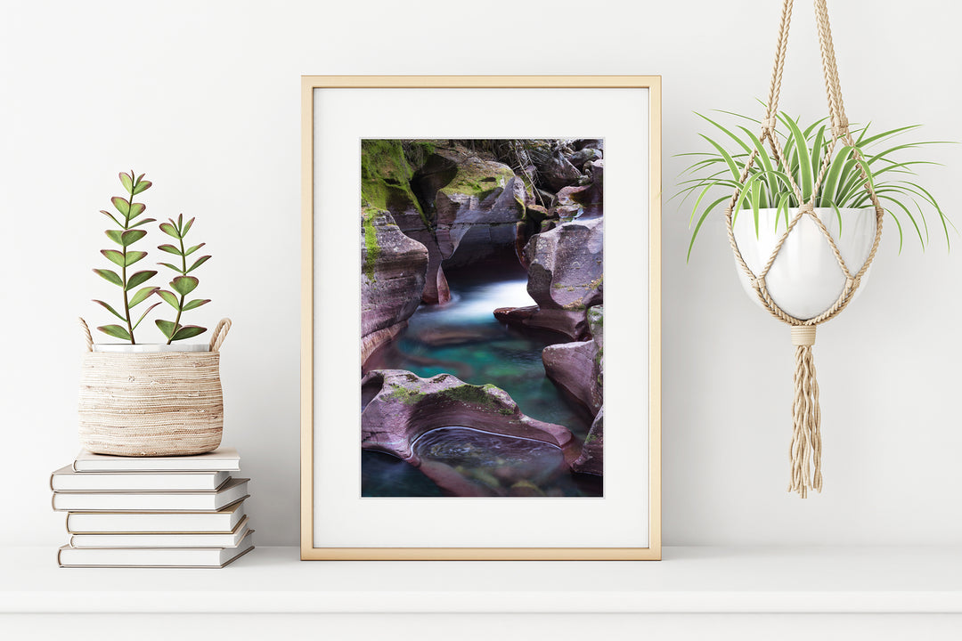 Avalanche Gorge, Glacier National Park, MT Vertical - Framed Lustre Print