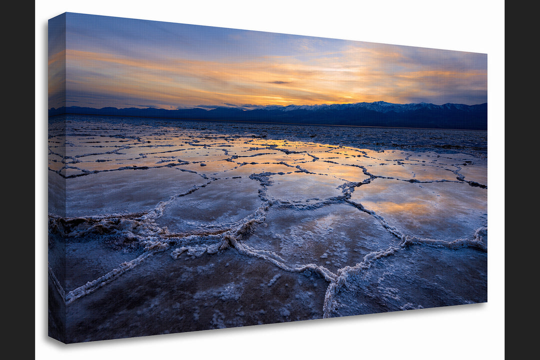 Sunset at Badwater Basin, Death Valley, CA - Canvas Gallery Wrap