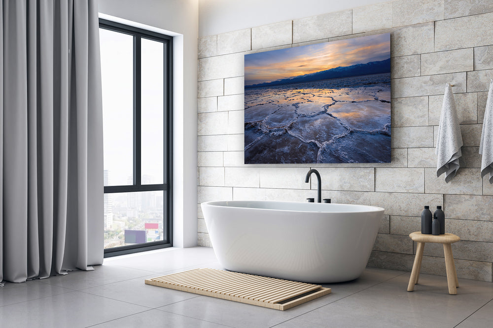 Sunset at Badwater Basin, Death Valley, CA - Metal Print
