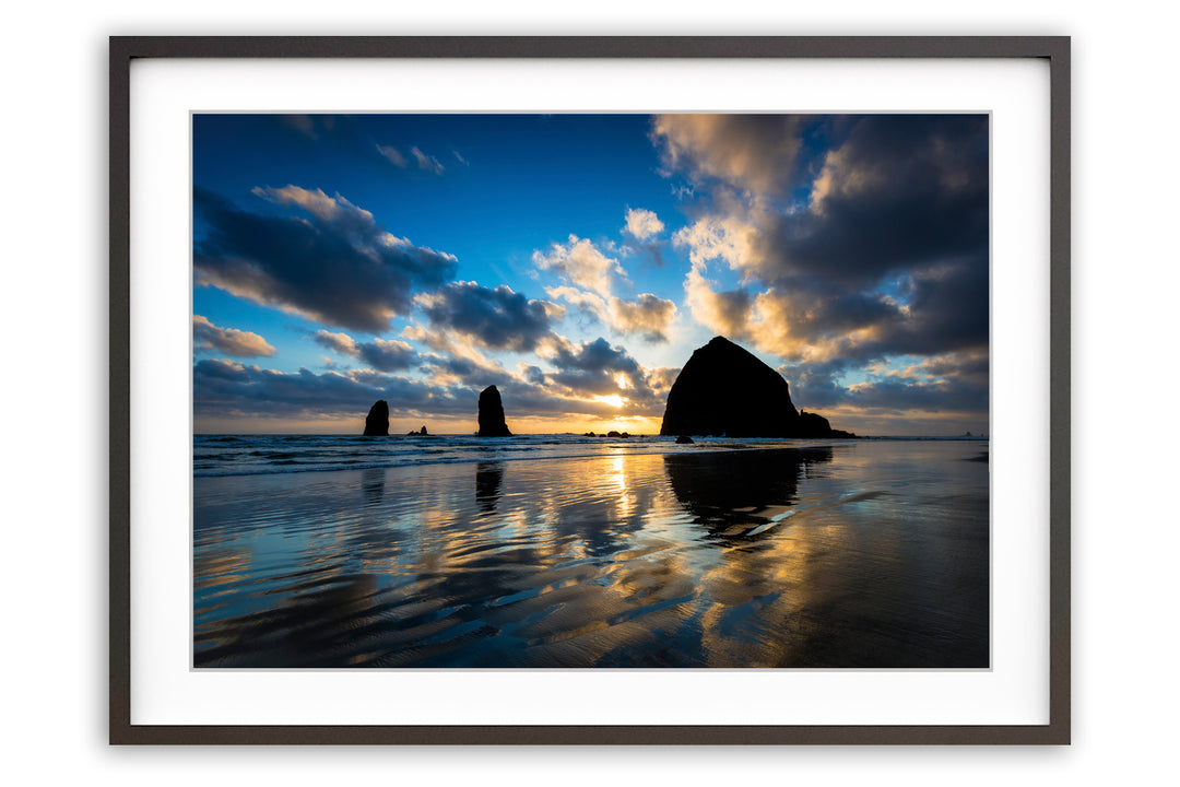 Cannon Beach Reflection, Oregon Coast - Framed Lustre Print