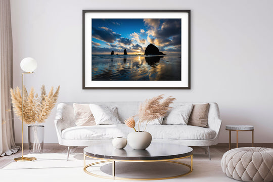 Cannon Beach Reflection, Oregon Coast - Framed Lustre Print on Wall