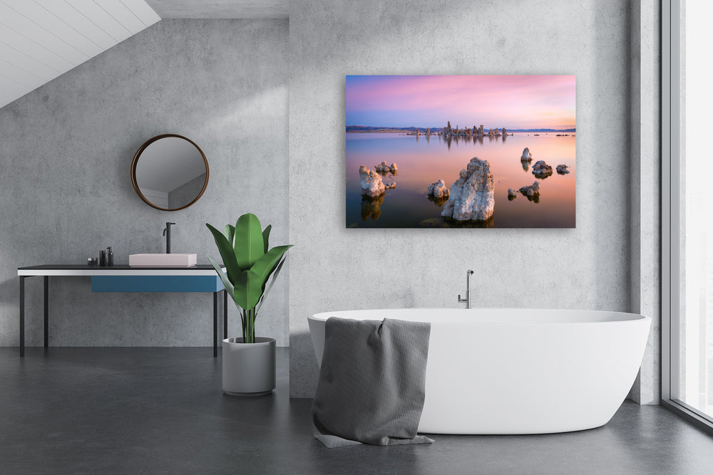 Pink Sunset over Mono Lake, CA - Metal Print