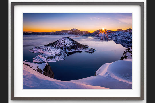 Sunrise at Crater Lake National Park, OR - Framed Lustre Print