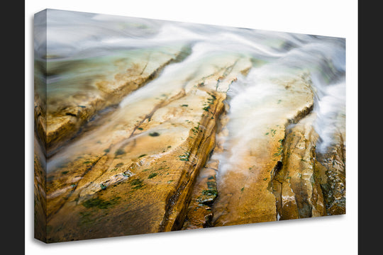 Water Flows over Rocks at Johnston Creek, Banff, AB - Canvas Gallery Wrap