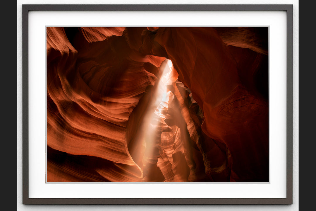 Antelope Canyon Godbeam, Page, AZ - Framed Lustre Print