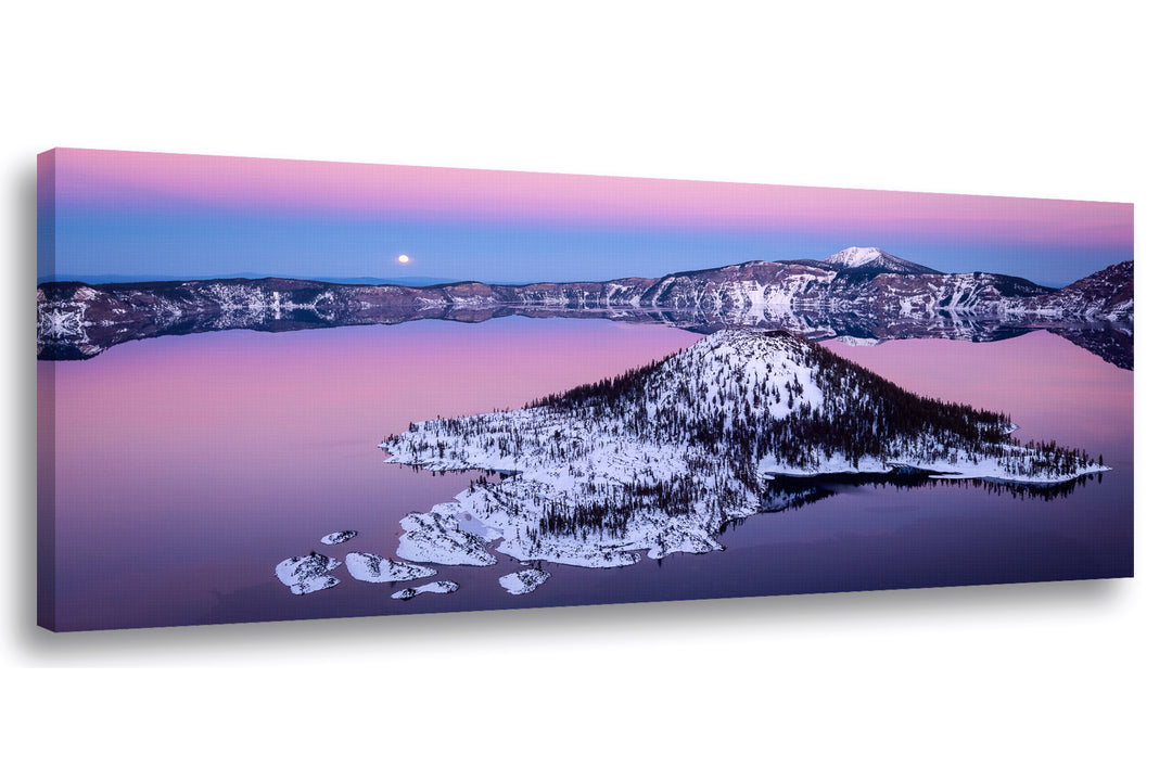 Full Moon Over Wizard Island, Crater Lake National Park, OR - Canvas Gallery Wrap