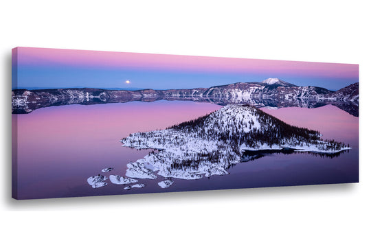 Full Moon Over Wizard Island, Crater Lake National Park, OR - Canvas Gallery Wrap