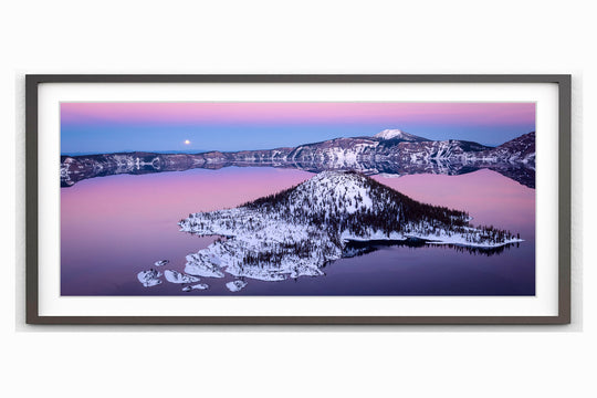 Full Moon Over Wizard Island, Crater Lake National Park, OR - Framed Lustre Print