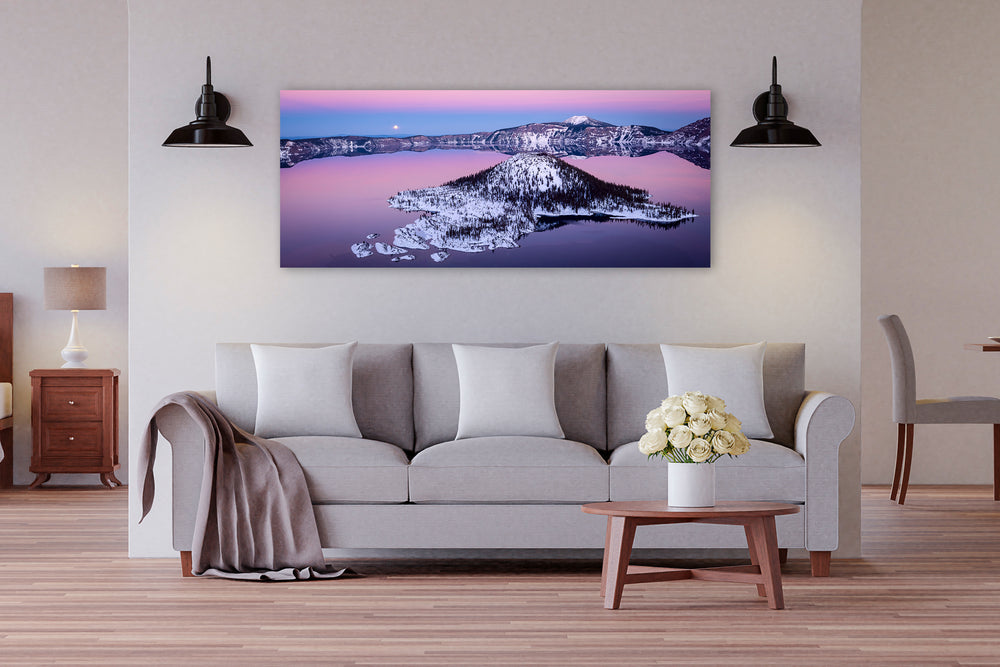 Full Moon Over Wizard Island, Crater Lake National Park, OR - Metal Print
