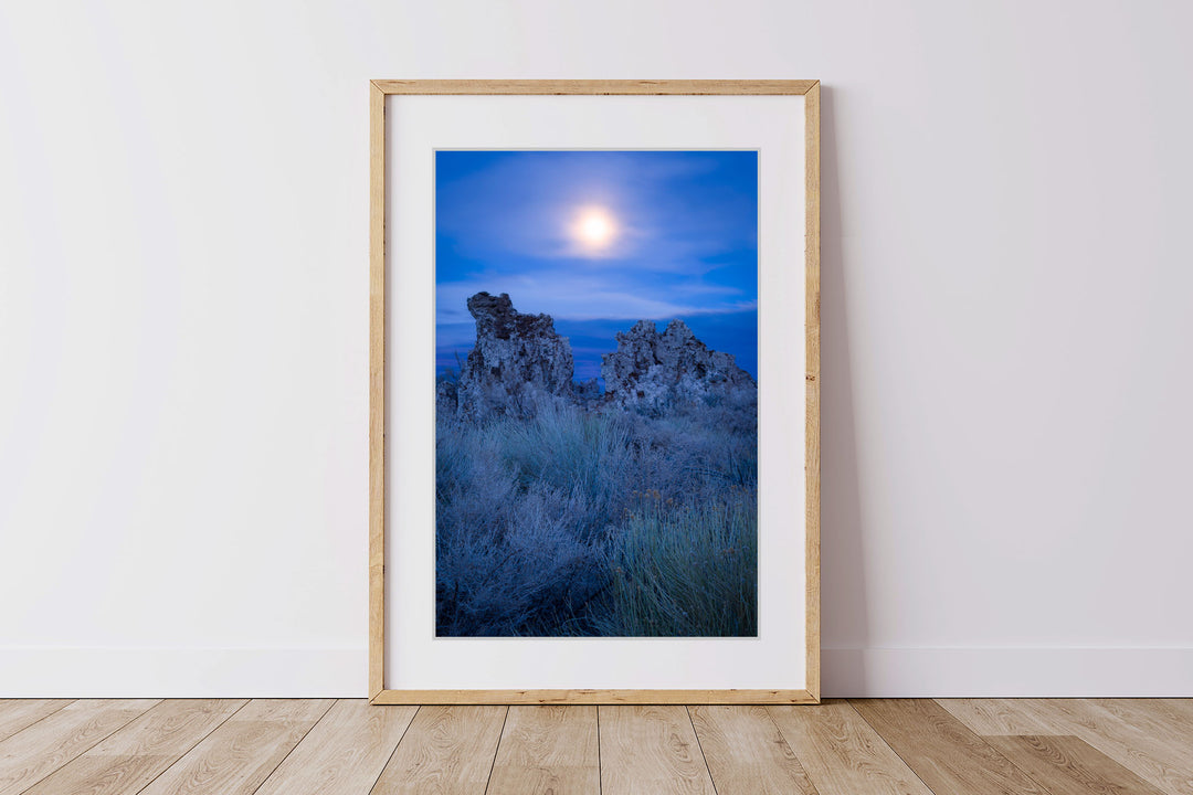 Moonrise over Tufas, Mono Lake, CA - Framed Lustre Print