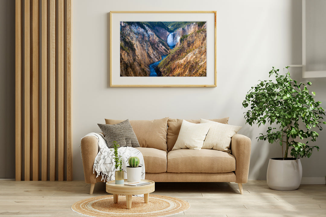 Upper Falls of the Yellowstone River, Yellowstone National Park, WY - Framed Lustre Print on Wall
