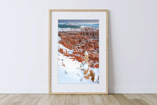 Fresh Snowfall at Inspiration Point, Bryce Canyon National Park, UT - Framed Lustre Print