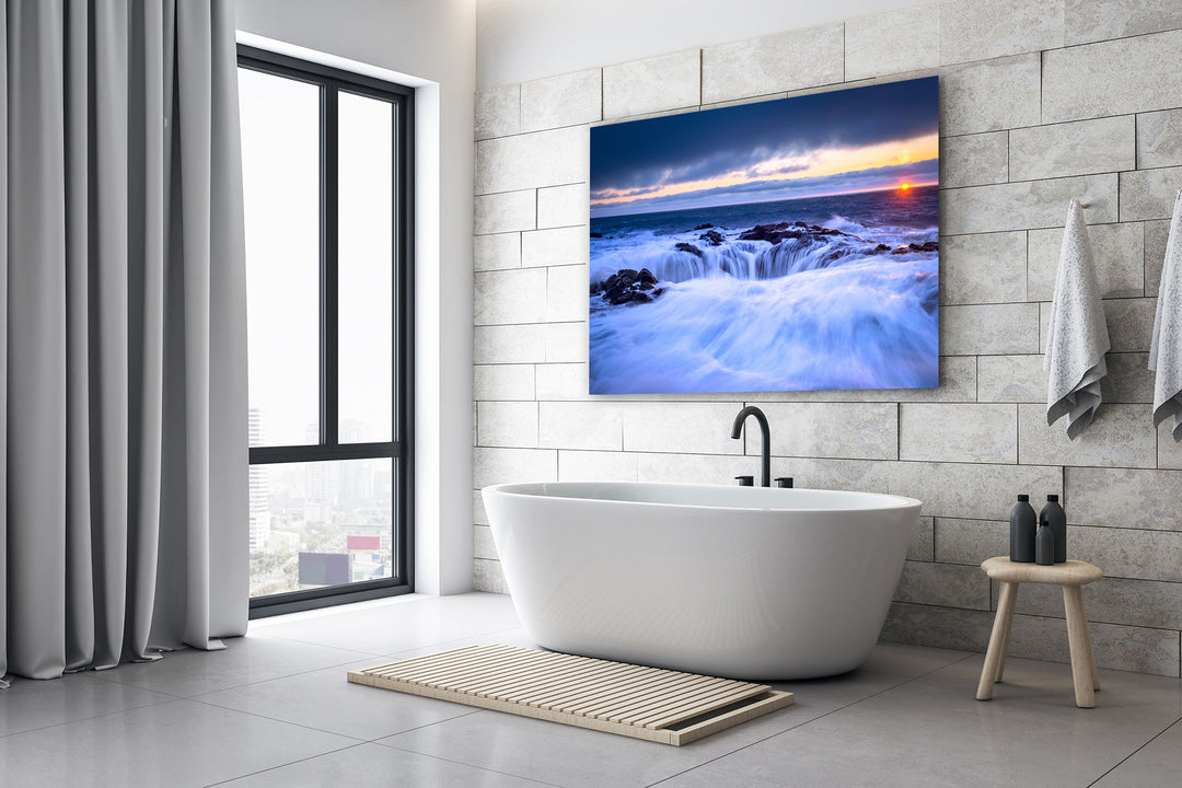 Sunset at Thor's Well, Oregon Coast - Metal Print