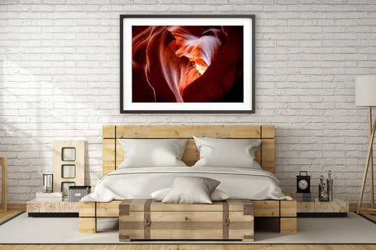 Heart of the Desert, Antelope Canyon, AZ - Framed Lustre Print on Wall