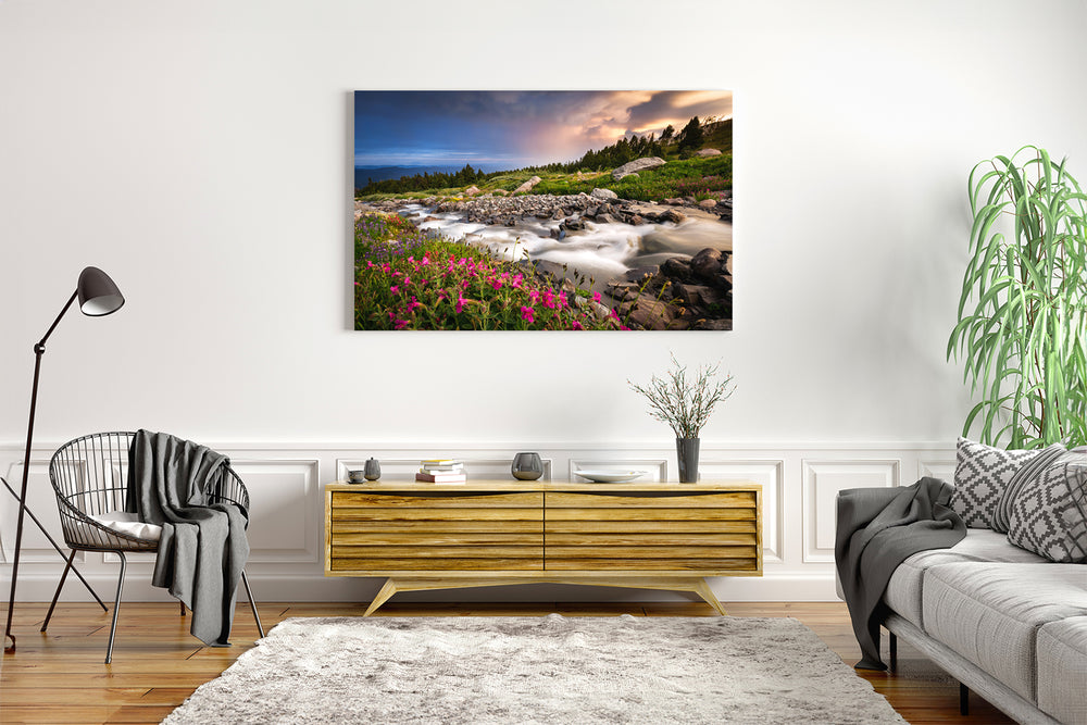 McGee Creek and Wildflower Meadow on Mount Hood, OR - Metal Print