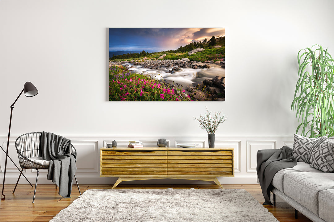 McGee Creek and Wildflower Meadow on Mount Hood, OR - Metal Print