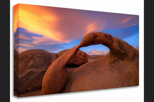Mobius Arch and Lone Pine Peak, Eastern Sierra, CA - Canvas Gallery Wrap