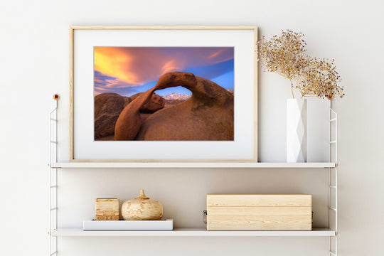 Mobius Arch and Lone Pine Peak, Eastern Sierra, CA - Framed Lustre Print