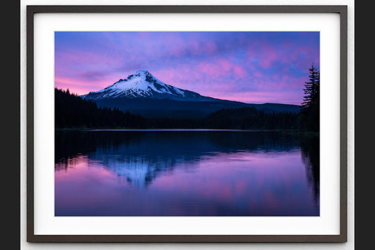 Trillium Lake and Mount Hood at Sunset, OR - Framed Lustre Print