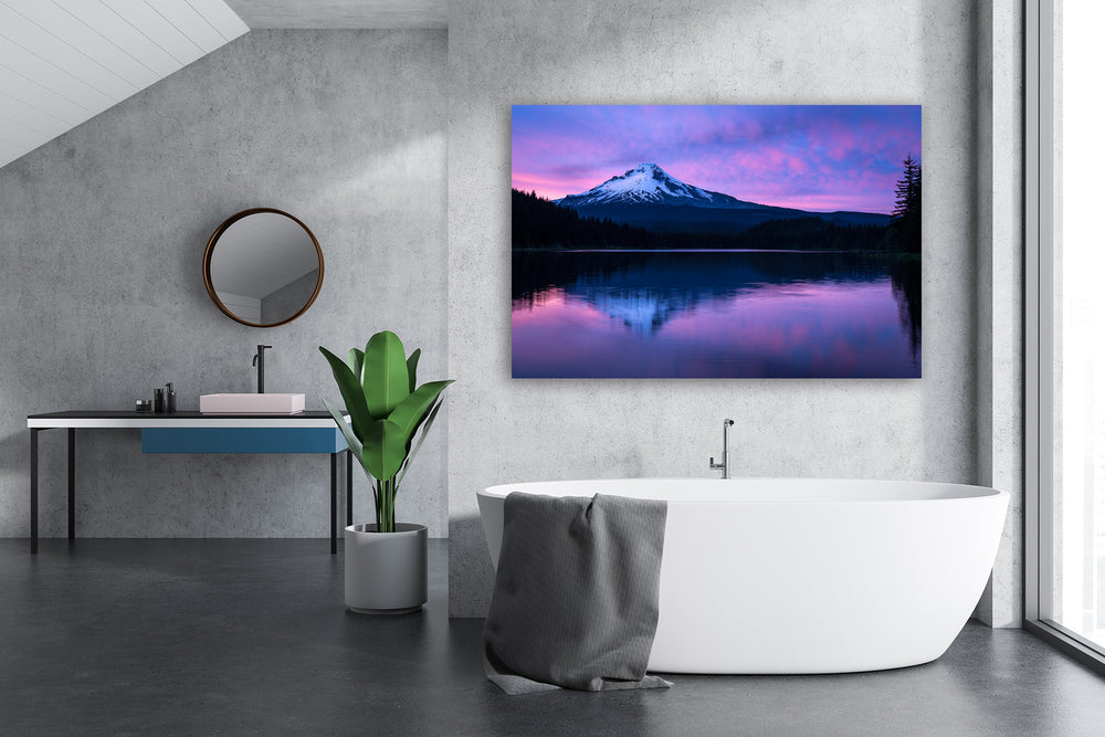 Trillium Lake and Mount Hood at Sunset, OR - Metal Print