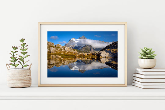 Mount Shuksan Reflected in Lake, North Cascades, WA - Framed Lustre Print