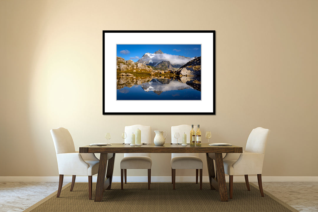 Mount Shuksan Reflected in Lake, North Cascades, WA - Framed Lustre Print on Wall