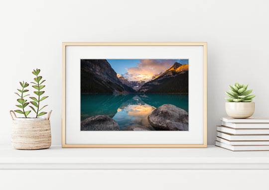 Mount Victoria Reflected in Lake Louise, Banff, AB - Framed Lustre Print