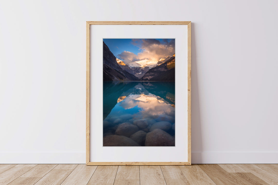 Mount Victoria Reflected in Lake Louise, Banff, AB - Framed Lustre Print