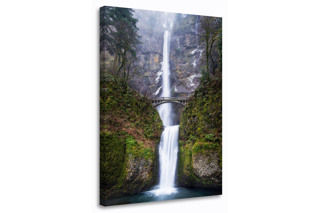 Multnomah Falls in Winter, Columbia River Gorge, OR - Canvas Gallery Wrap