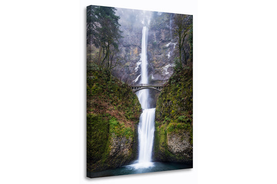 Multnomah Falls in Winter, Columbia River Gorge, OR - Canvas Gallery Wrap