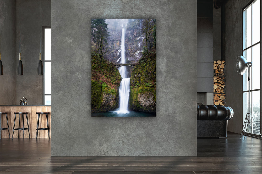 Multnomah Falls in Winter, Columbia River Gorge, OR - Metal Print