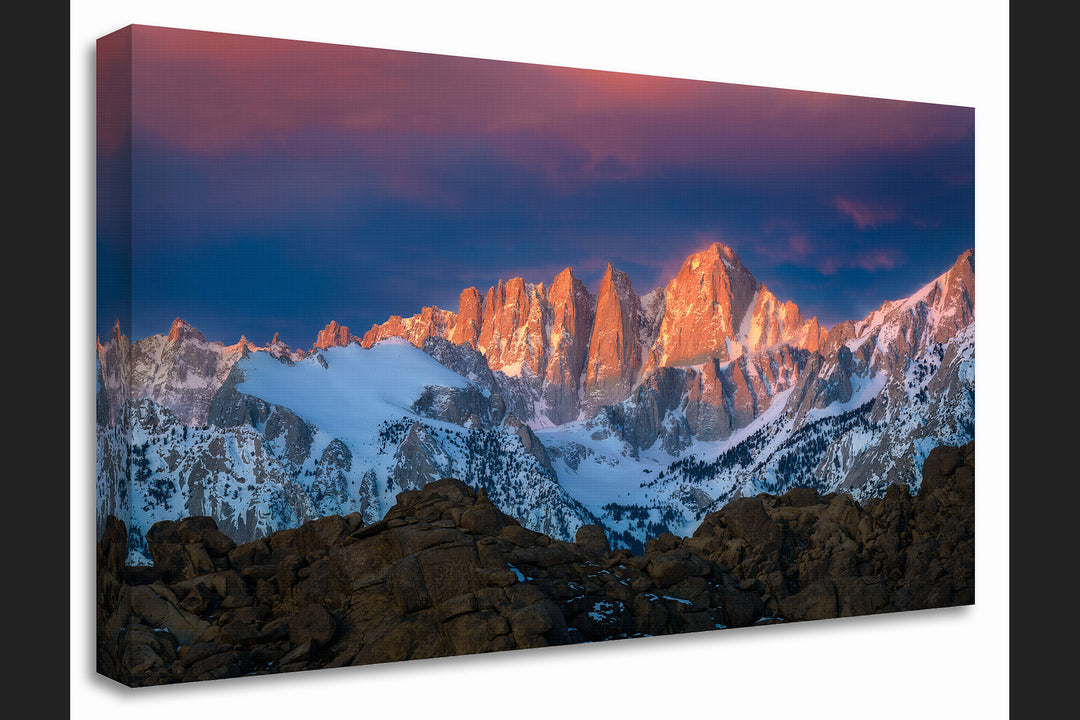 Alpenglow on Mount Whitney, Eastern Sierra, CA - Canvas Gallery Wrap