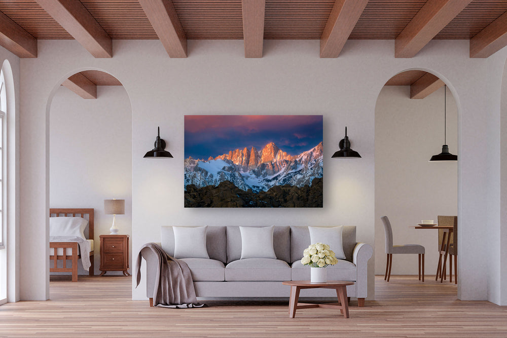 Alpenglow on Mount Whitney, Eastern Sierra, CA - Metal Print