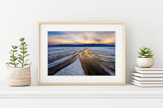 Salt Flats at Sunset, Death Valley National Park, CA - Framed Lustre Print