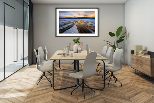 Salt Flats at Sunset, Death Valley National Park, CA - Framed Lustre Print on Wall
