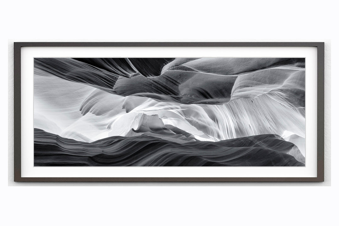 Black & White Sandstone Abstract, Antelope Canyon, AZ - Framed Lustre Print