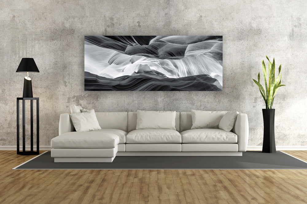 Black & White Sandstone Abstract, Antelope Canyon, AZ - Metal Print