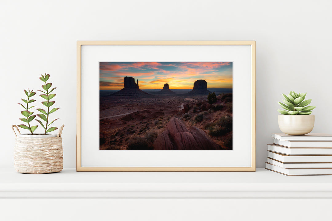 The Mittens at Sunrise, Monument Valley, AZ - Framed Lustre Print