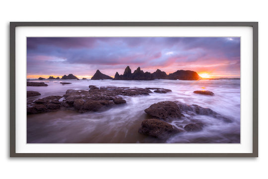 Seal Rock Sunset, Oregon Coast - Framed Lustre Print