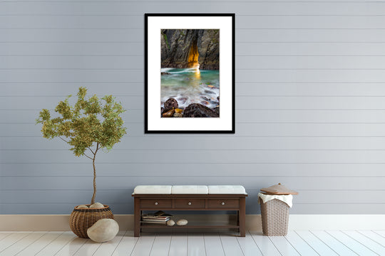 Harris Beach Sea Tunnel, Brookings, OR - Framed Lustre Print on Wall