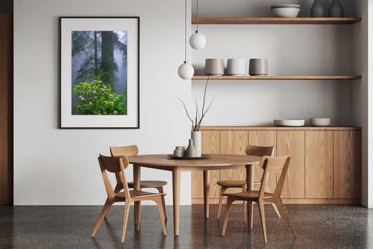 Redwoods and Rhododendrons, Crescent City, CA - Framed Lustre Print on Wall