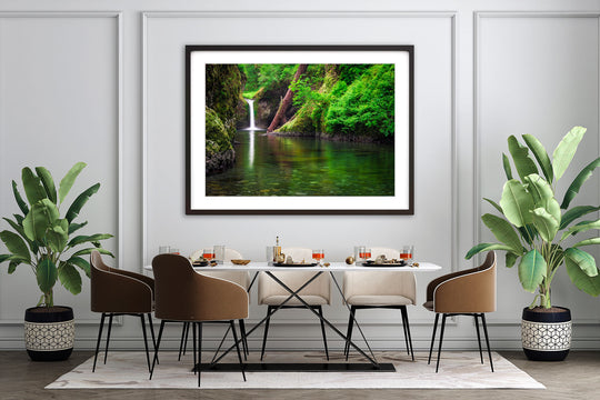 Punchbowl Falls, Eagle Creek, OR - Framed Lustre Print on Wall