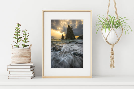 Sea Stack at Rialto Beach, Olympic National Park, WA - Framed Lustre Print
