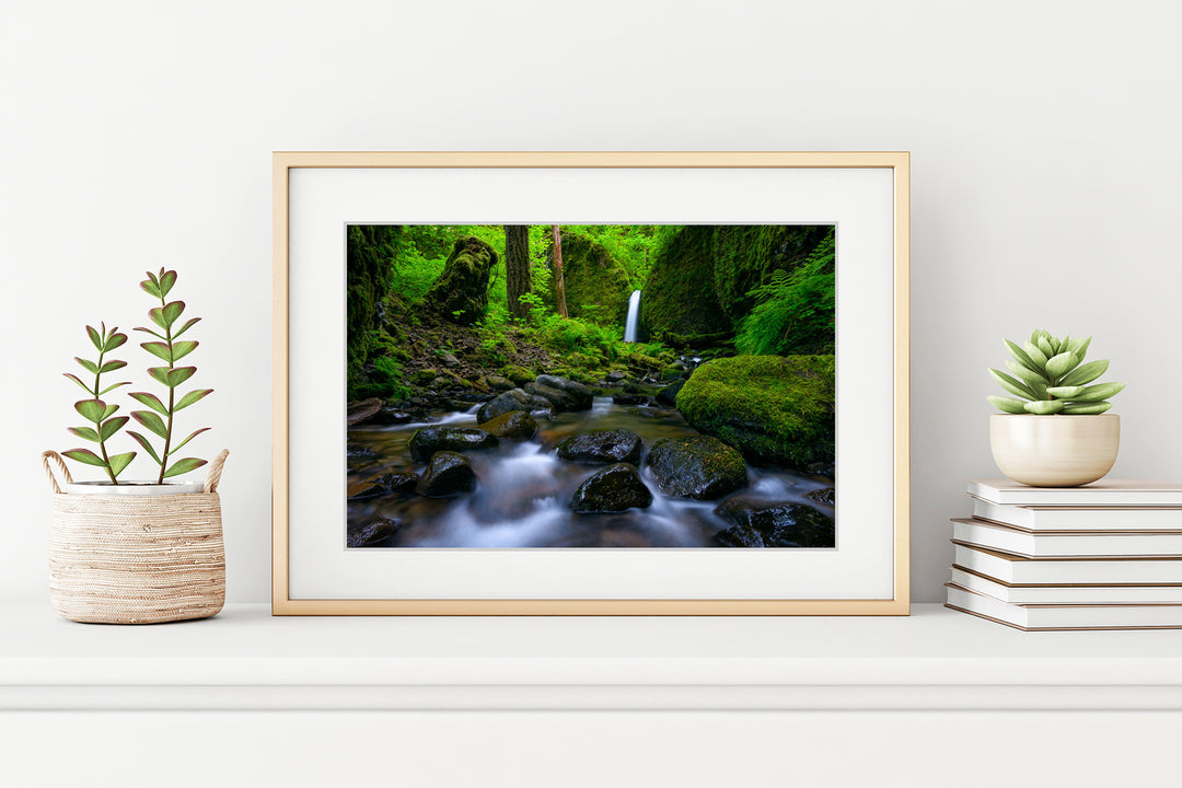Mossy Grotto Falls, Columbia River Gorge, OR - Framed Lustre Print