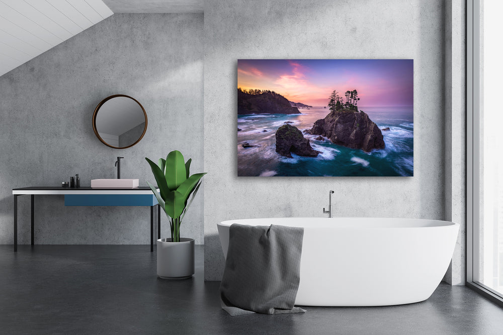 Sea Stacks at Sunrise near Brookings, OR - Metal Print