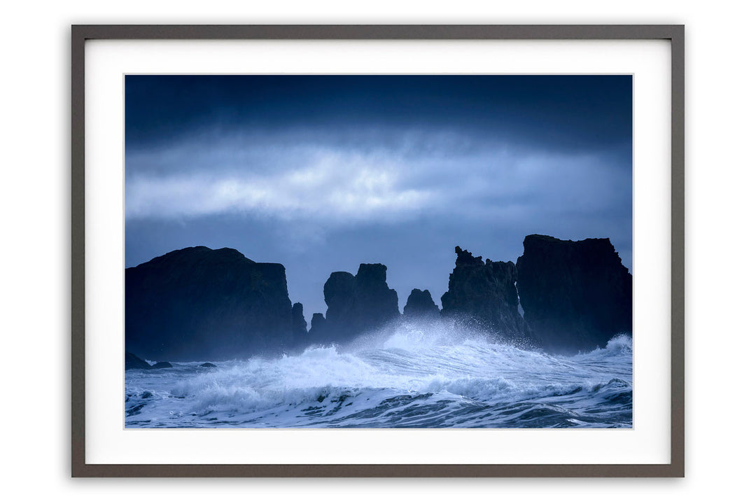 Storm Light on Sea Stacks, Bandon, OR - Framed Lustre Print