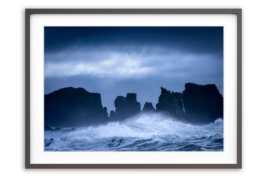 Storm Light on Sea Stacks, Bandon, OR - Framed Lustre Print