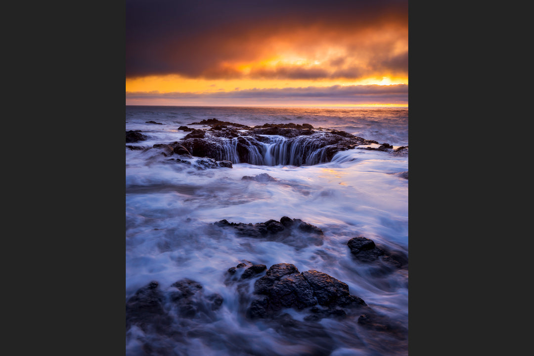 Thor's Well at Sunset, Oregon Coast
