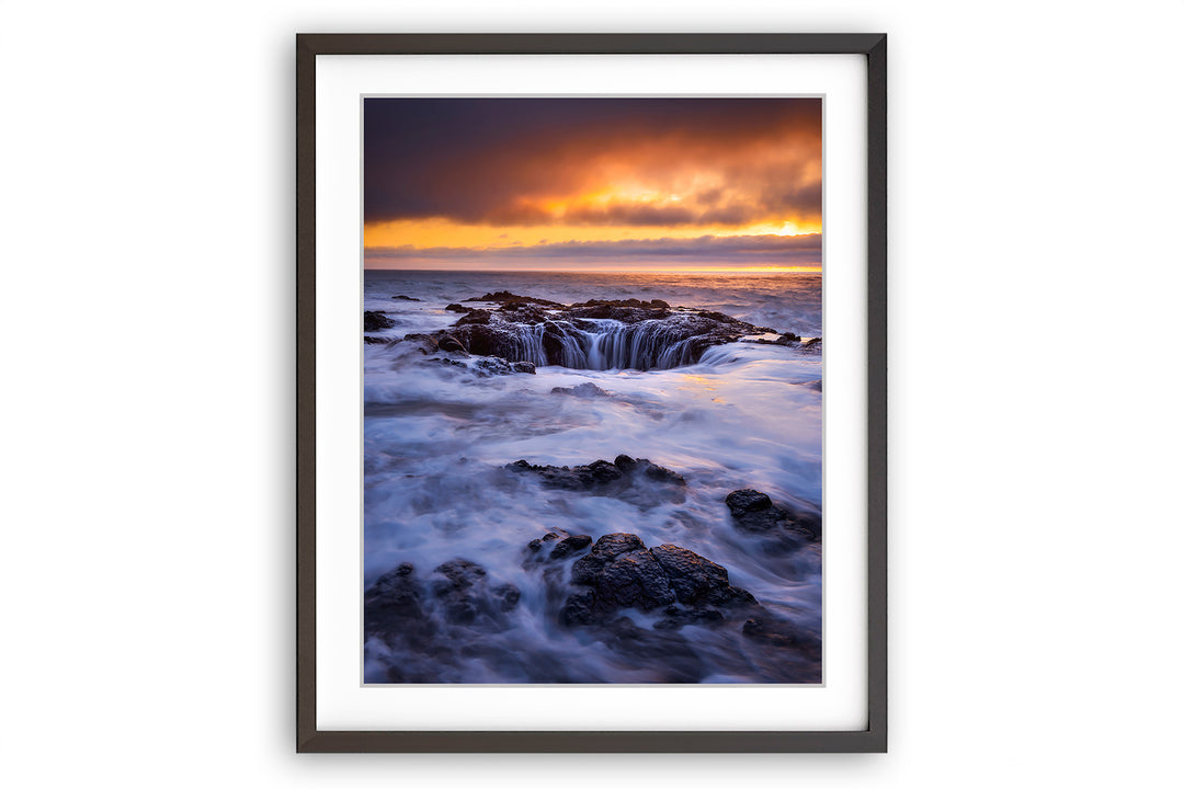 Thor's Well at Sunset, Oregon Coast - Framed Lustre Print